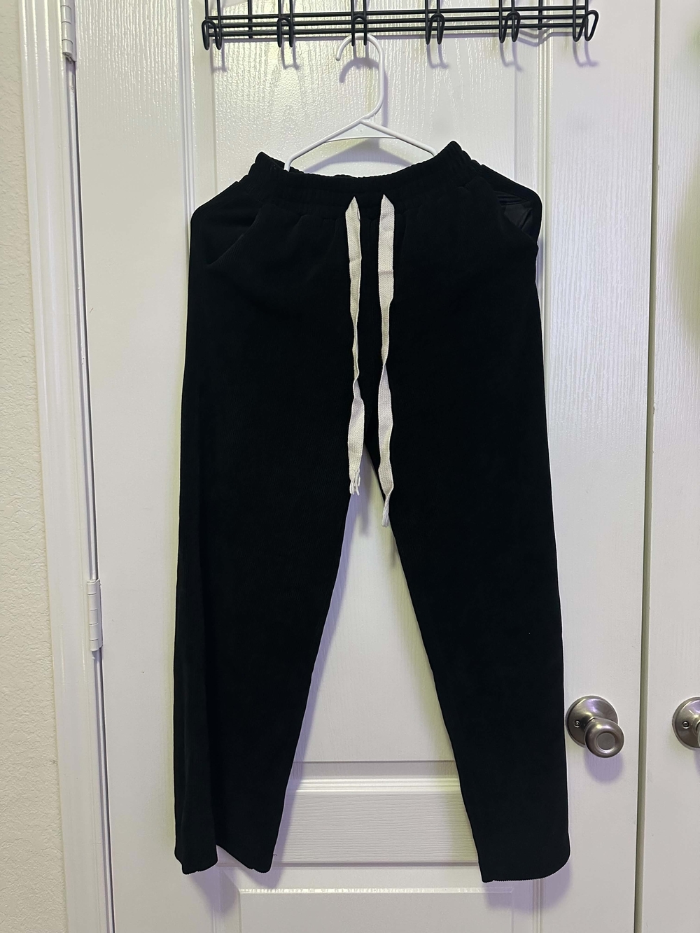 Kids Black Jogger Pants with White Drawstring